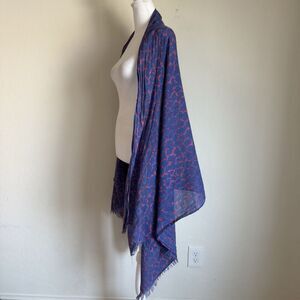 Leopard Cheetah Animal Print Blue & Pink Scarf Wrap Shawl Festival Artsy Boho